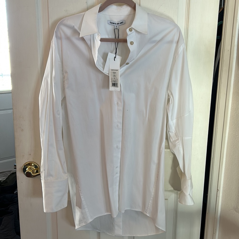 NWT Elizabeth & James button up white shirt! - Picture 2 of 4